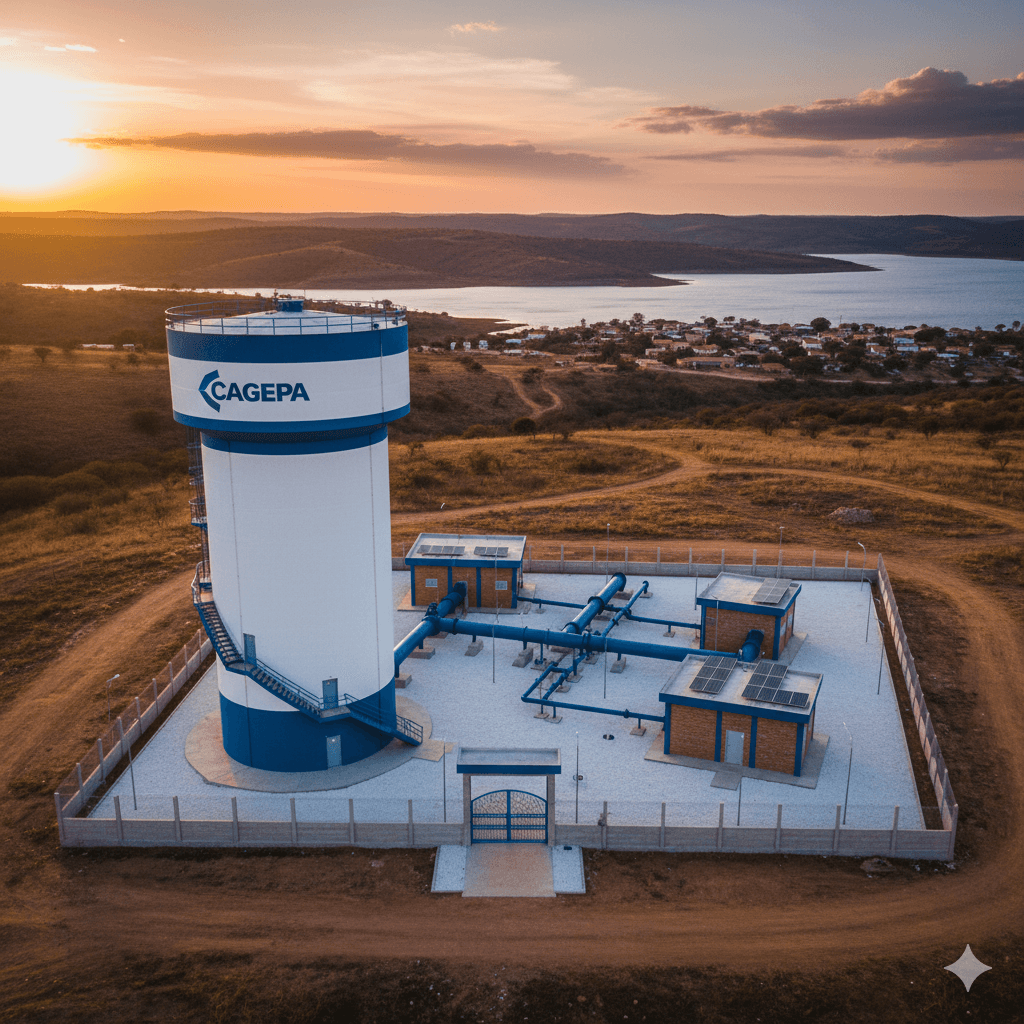 Vista do projeto Recuperação das unid. do sistema de abastecimento de água executado pela WJX Construções em Boqueirão, PB no ano de 2023