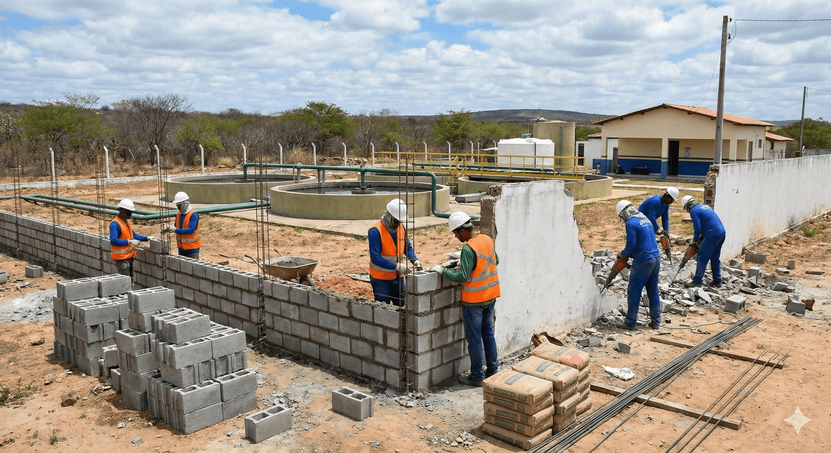 Vista do projeto Recuperação do Muro da ETA executado pela WJX Construções em São Domingos do Cariri, PB no ano de 2025