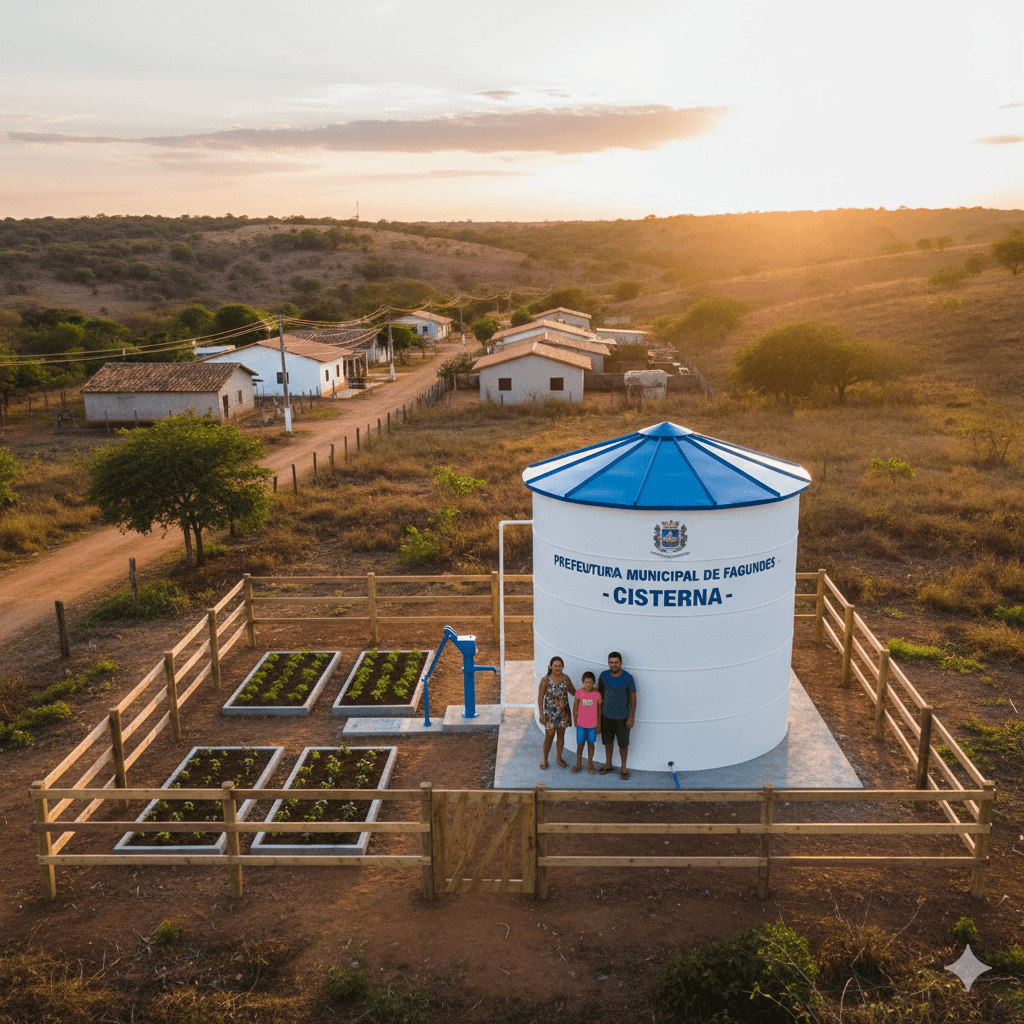 Vista do projeto Implantação de Melhorias Sanitárias (Cisternas) executado pela WJX Construções em Fagundes, PB no ano de 2024