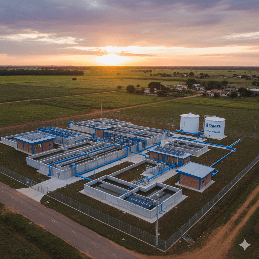 Vista do projeto Execução do Sistema de Reuso da ETA de Jacaraú executado pela WJX Construções em Jacaraú, PB no ano de 2023