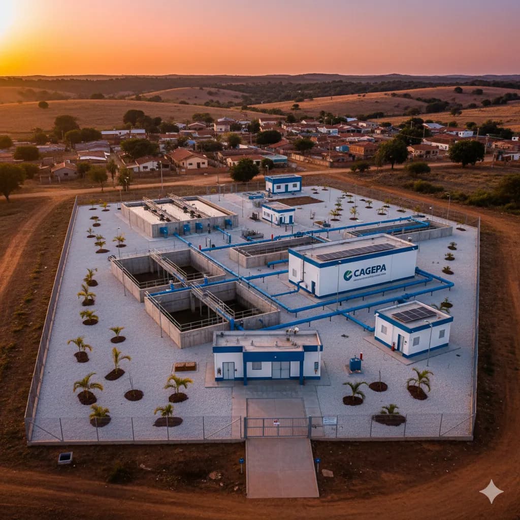 Vista do projeto Recuperação e Melhorias da ETE de Cubati executado pela WJX Construções em Cubati, PB no ano de 2022