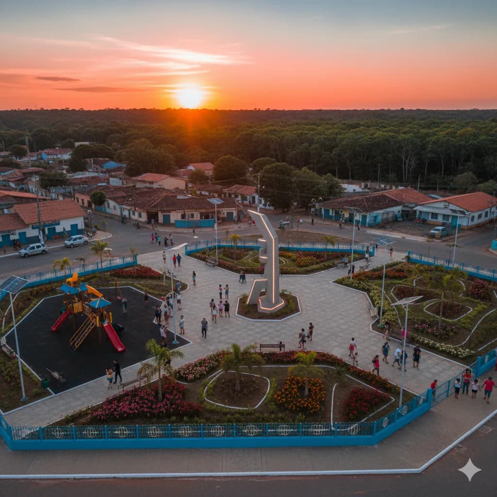 Vista do projeto Reforma da Praça 8 de Março executado pela WJX Construções em Mataraca, PB no ano de 2023