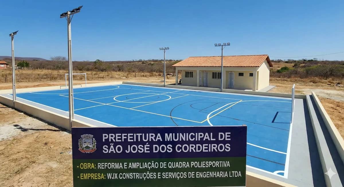 Obra Reforma de Quadras Esportivas executada pela WJX Construções em São José dos Cordeiros, PB