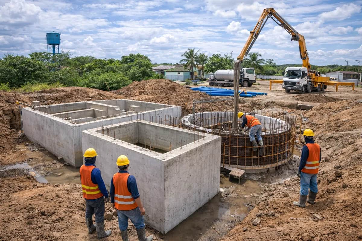Obra Execução do Sistema de Reuso da ETA de Jacaraú executada pela WJX Construções em Jacaraú, PB
