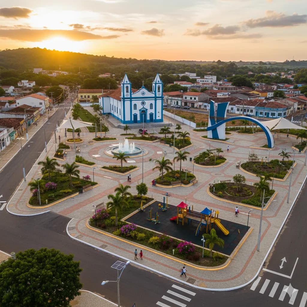 Vista do projeto Reforma e Infraestrutura de Praças (N. S. da Conceição e da Saúde) em Caaporã, PB