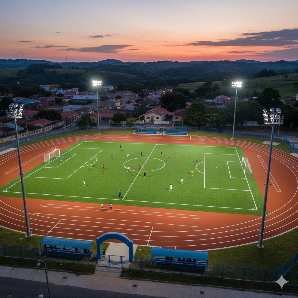 Vista do projeto Instalações e Iluminação do Campo Aníbal executado pela WJX Construções em Alagoa Nova, PB no ano de 2024