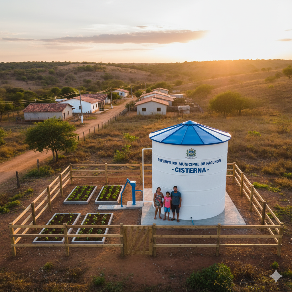 Vista do projeto Implantação de Melhorias Sanitárias (Cisternas) executado pela WJX Construções em Fagundes, PB no ano de 2024
