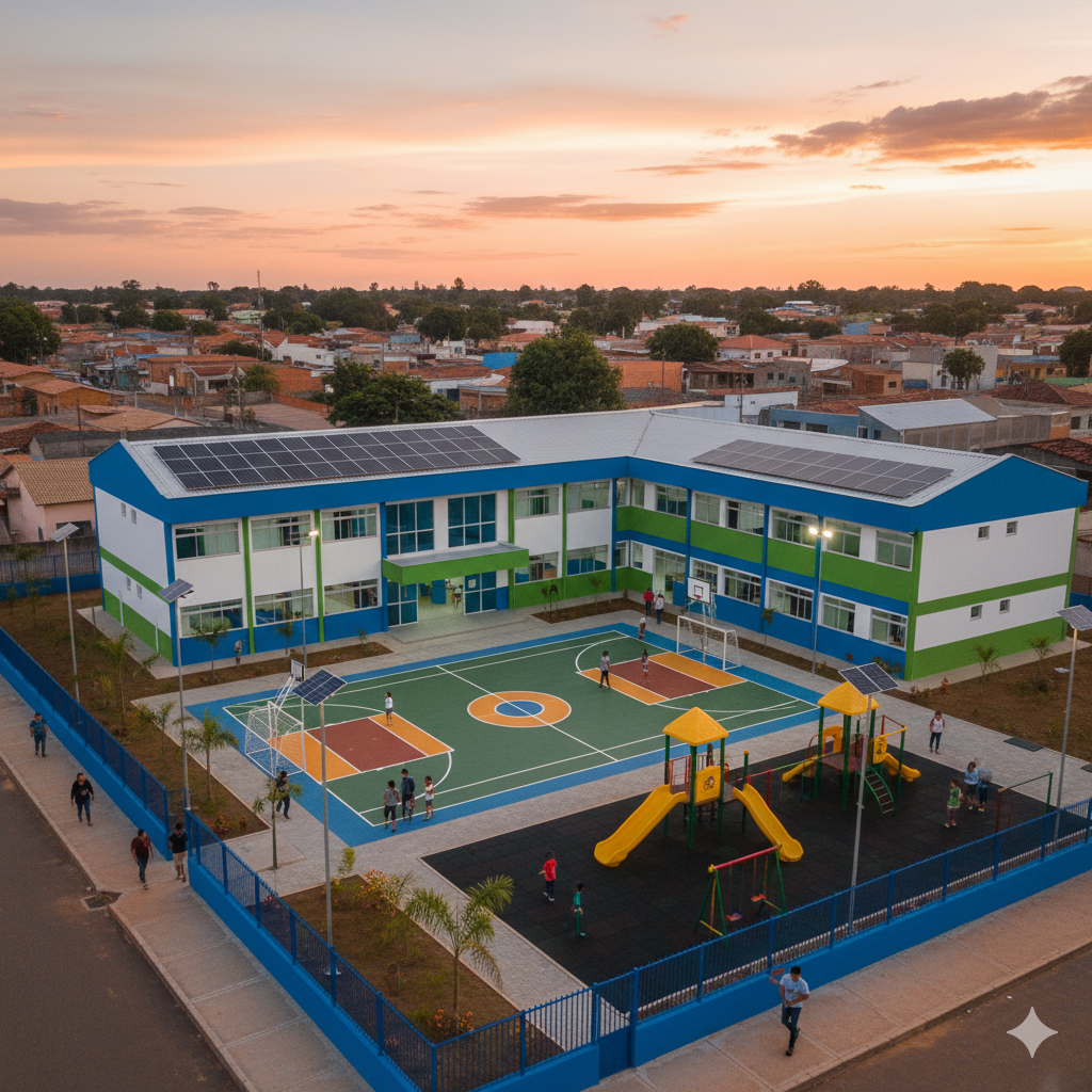 Vista do projeto Reforma da Escola Alice de Melo Viana executado pela WJX Construções em Belém, PB no ano de 2023