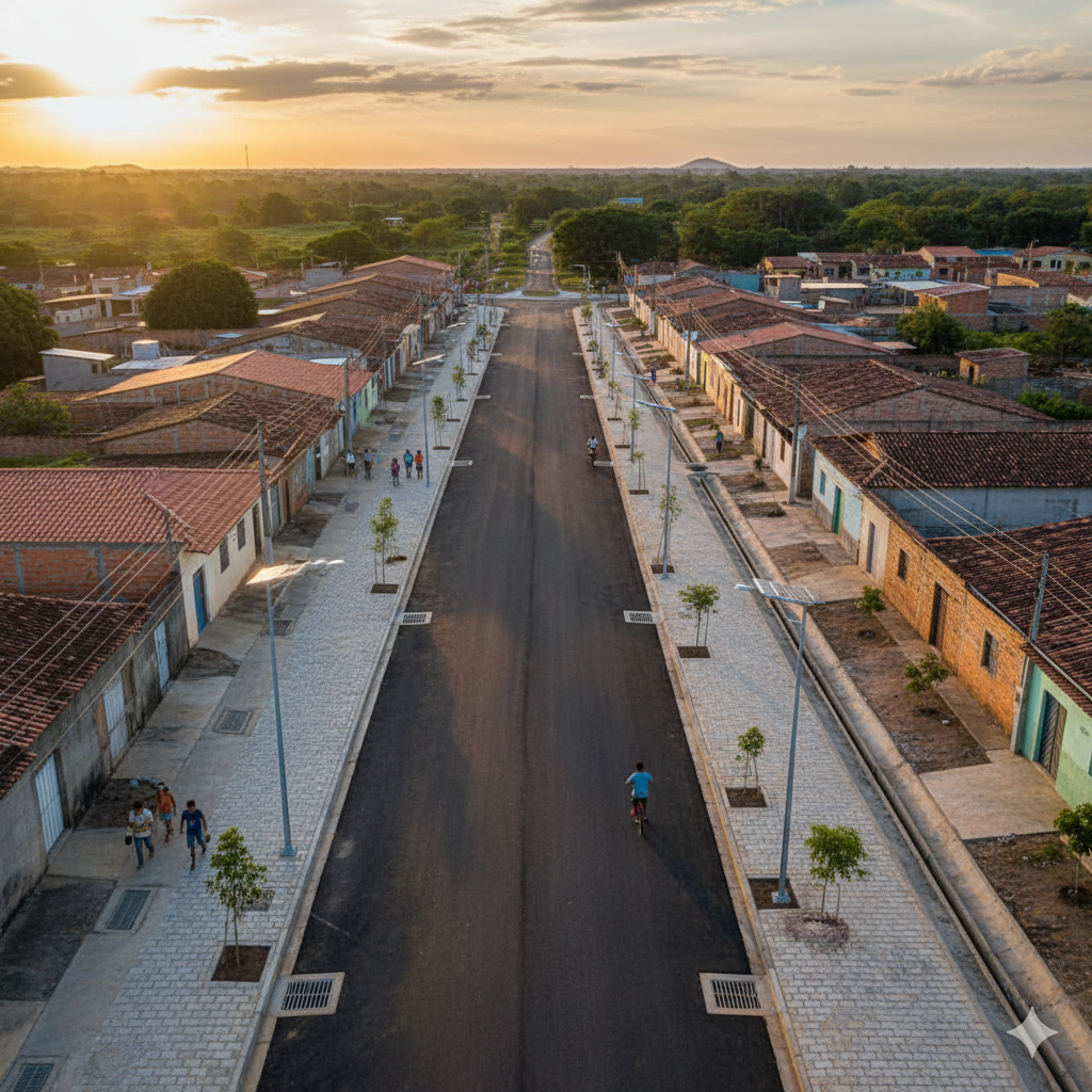 Vista do projeto Pavimentação e Drenagem (Rua Projetada 01) executado pela WJX Construções em Rio Tinto, PB no ano de 2024